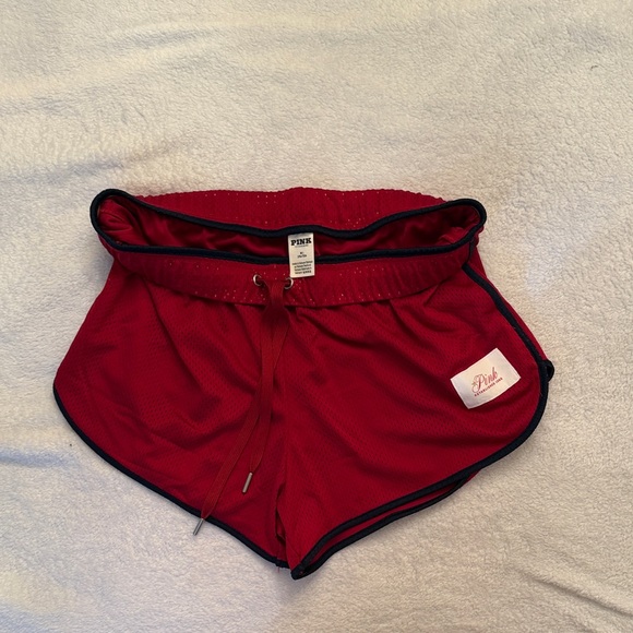 PINK Victoria's Secret Pants - Red Mesh Shorts with Black Trim